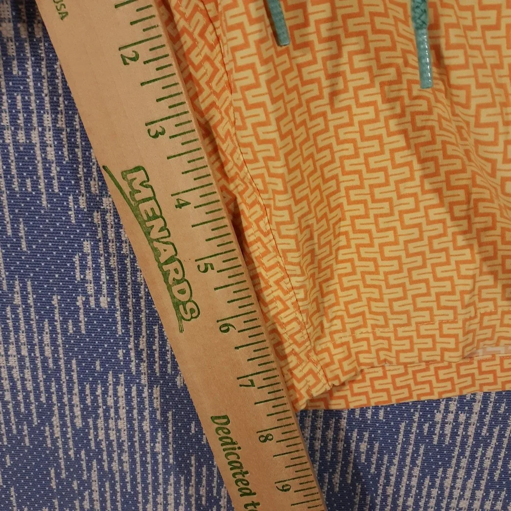 J.CREW Swim Trunks Shorts Mens L Mesh Lined Gold Geometric #BB957